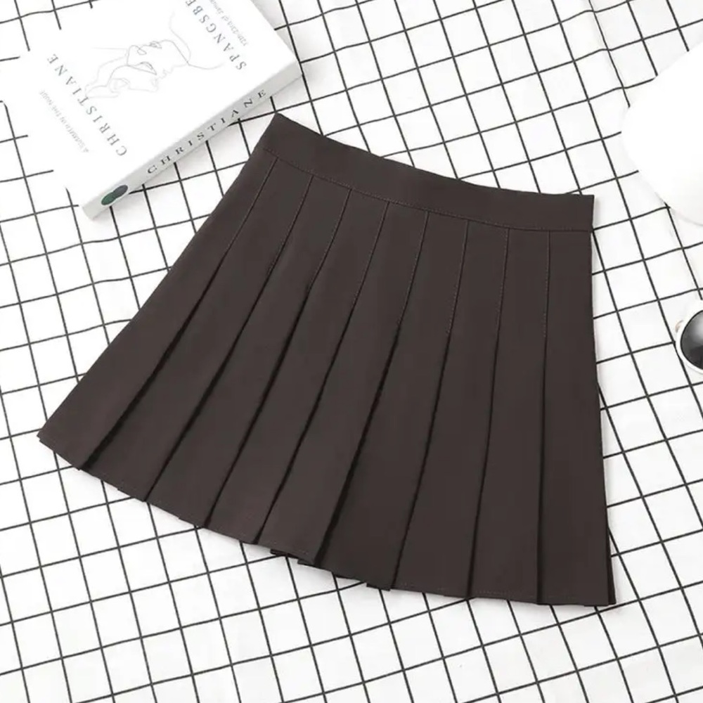 Dark Brown Pleated Tennis School Girl Skirt